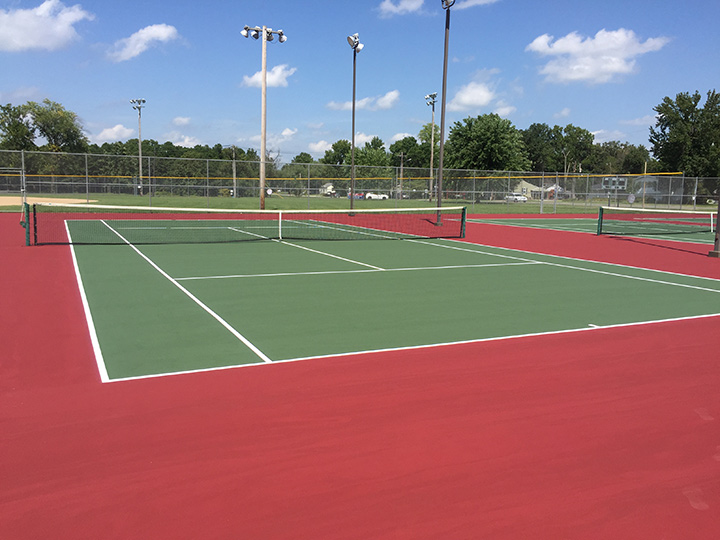 red and green tennis court just recently resurfaced
