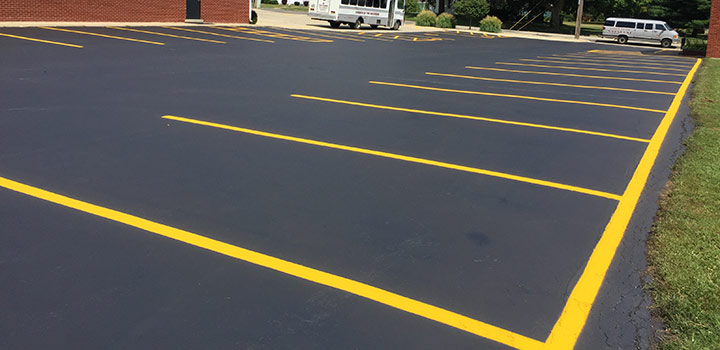 parking lot with stripes to show parking spots