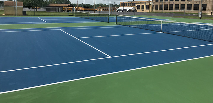 tennis court that has been resurfaced